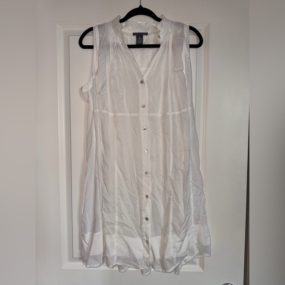 Chelsea & Theodore Tops - Chelsea & Theodore Sleeveless White Button-Down Blouse Semi-Sheer